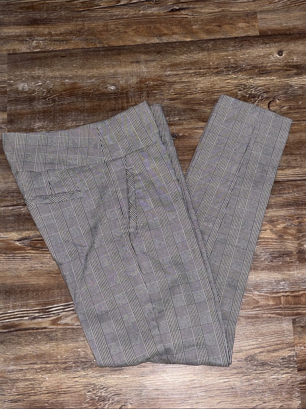 Gray/Black Plaid Pull-on Pants